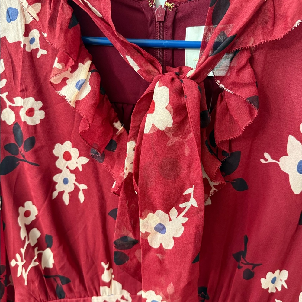 Kate Spade Size 8 Red Dress with Subtle Off White Accents - Picture 7 of 8